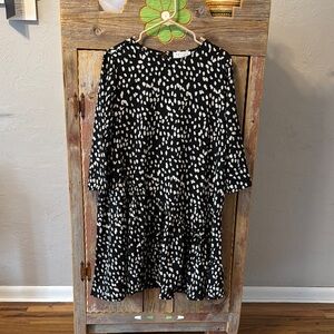 Anthropologie Hayden Black and White Polka Dot Dress, made in Los Angeles sz L
